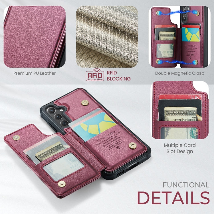 For Samsung Galaxy S24 FE 5G CaseMe C22 Card Slots Holder RFID Anti-theft Phone Case(Red) - free shipping - PMC Jewellery - Order now!