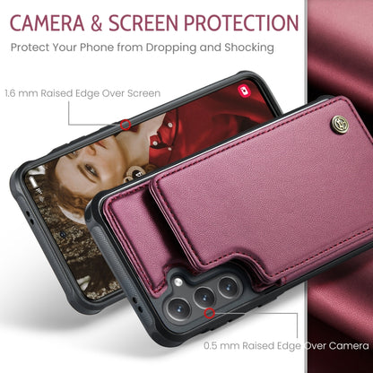 For Samsung Galaxy S24 FE 5G CaseMe C22 Card Slots Holder RFID Anti-theft Phone Case(Red) - free shipping - PMC Jewellery - Order now!