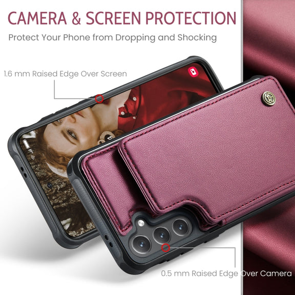 For Samsung Galaxy S24 FE 5G CaseMe C22 Card Slots Holder RFID Anti-theft Phone Case(Red)