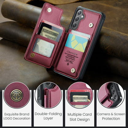 For Samsung Galaxy S24 FE 5G CaseMe C22 Card Slots Holder RFID Anti-theft Phone Case(Red) - free shipping - PMC Jewellery - Order now!