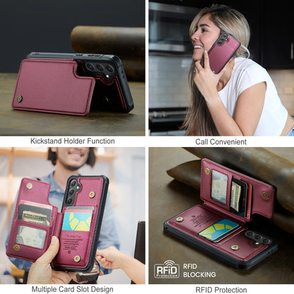 For Samsung Galaxy S24 FE 5G CaseMe C22 Card Slots Holder RFID Anti-theft Phone Case(Red) - free shipping - PMC Jewellery - Order now!