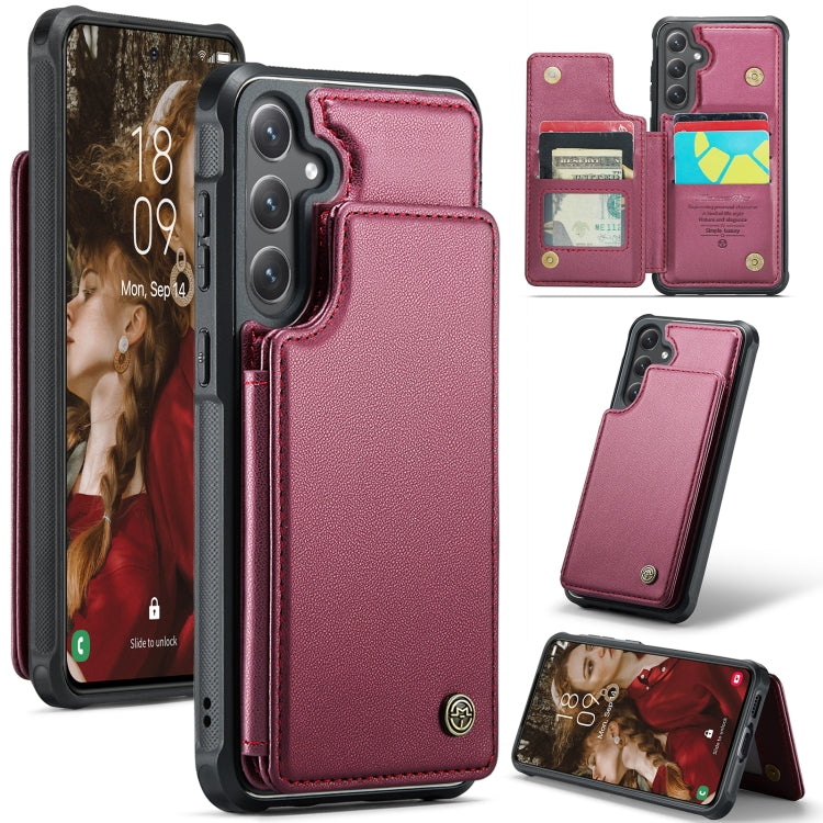 For Samsung Galaxy S24 FE 5G CaseMe C22 Card Slots Holder RFID Anti-theft Phone Case(Red) - free shipping - PMC Jewellery - Order now!