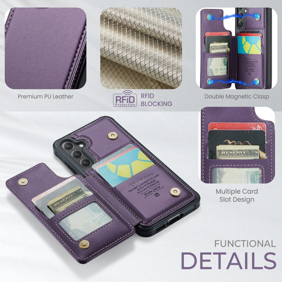 For Samsung Galaxy S24 FE 5G CaseMe C22 Card Slots Holder RFID Anti-theft Phone Case(Purple)