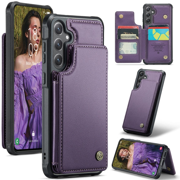 For Samsung Galaxy S24 FE 5G CaseMe C22 Card Slots Holder RFID Anti-theft Phone Case(Purple)