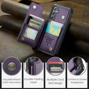 For Samsung Galaxy S24 FE 5G CaseMe C22 Card Slots Holder RFID Anti-theft Phone Case(Purple)