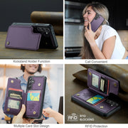 For Samsung Galaxy S24 FE 5G CaseMe C22 Card Slots Holder RFID Anti-theft Phone Case(Purple)