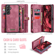 For Samsung Galaxy S24 FE 5G CaseMe 008 Detachable Multifunctional Leather Phone Case(Wine)