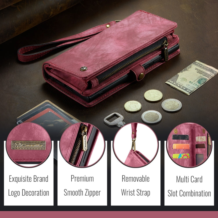For Samsung Galaxy S24 FE 5G CaseMe 008 Detachable Multifunctional Leather Phone Case(Wine)