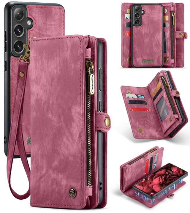 For Samsung Galaxy S24 FE 5G CaseMe 008 Detachable Multifunctional Leather Phone Case(Wine)