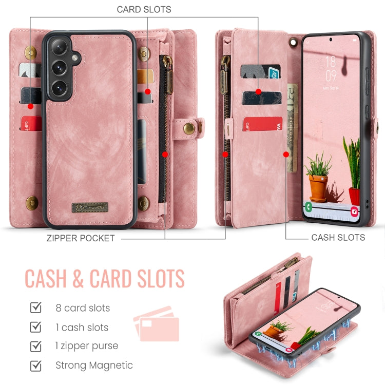 For Samsung Galaxy S24 FE 5G CaseMe 008 Detachable Multifunctional Leather Phone Case(Pink)