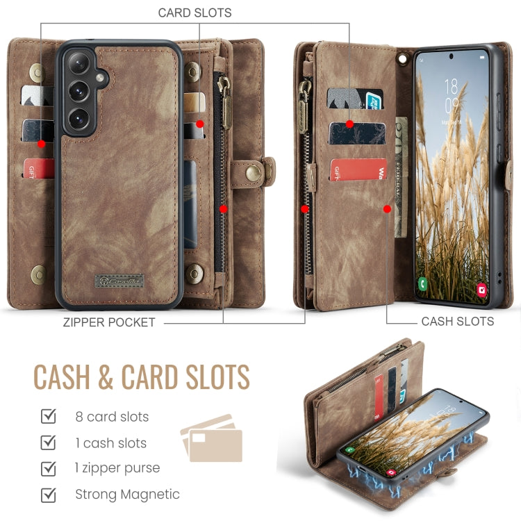 For Samsung Galaxy S24 FE 5G CaseMe 008 Detachable Multifunctional Leather Phone Case(Brown)