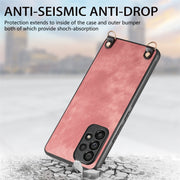 For Samsung Galaxy S25 5G Vintage Leather PC Back Cover Phone Case with Crossbody Strap(Pink)