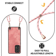 For Samsung Galaxy S25 5G Vintage Leather PC Back Cover Phone Case with Crossbody Strap(Pink)