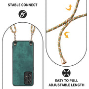 For Samsung Galaxy S25 5G Vintage Leather PC Back Cover Phone Case with Crossbody Strap(Green)
