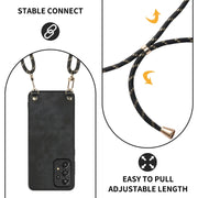 For Samsung Galaxy S25+ 5G Vintage Leather PC Back Cover Phone Case with Crossbody Strap(Black)