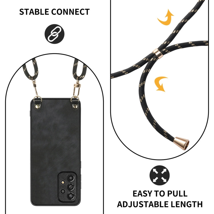 For Samsung Galaxy S25+ 5G Vintage Leather PC Back Cover Phone Case with Crossbody Strap(Black)