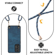 For Samsung Galaxy S25+ 5G Vintage Leather PC Back Cover Phone Case with Crossbody Strap(Blue)