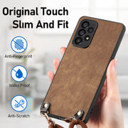 For Samsung Galaxy S25+ 5G Vintage Leather PC Back Cover Phone Case with Crossbody Strap(Brown)