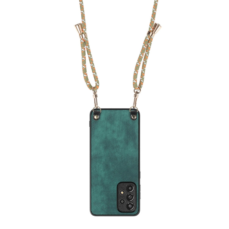 For Samsung Galaxy S25 Ultra 5G Vintage Leather PC Back Cover Phone Case with Crossbody Strap(Green)