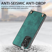 For Samsung Galaxy S25 Ultra 5G Vintage Leather PC Back Cover Phone Case with Crossbody Strap(Green)
