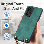 For Samsung Galaxy S25 Ultra 5G Vintage Leather PC Back Cover Phone Case with Crossbody Strap(Green)