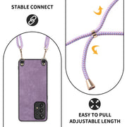 For Samsung Galaxy S25 Ultra 5G Vintage Leather PC Back Cover Phone Case with Crossbody Strap(Purple)