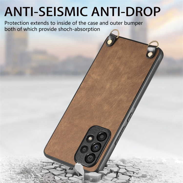 For Samsung Galaxy S25 Ultra 5G Vintage Leather PC Back Cover Phone Case with Crossbody Strap(Brown)
