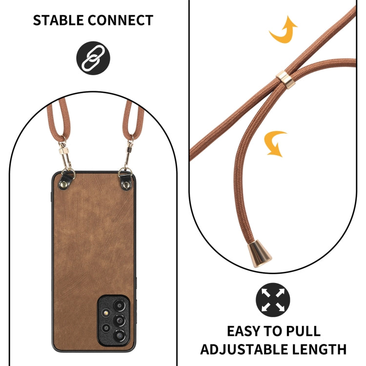 For Samsung Galaxy S25 Ultra 5G Vintage Leather PC Back Cover Phone Case with Crossbody Strap(Brown)