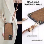 For Samsung Galaxy S25 Ultra 5G Vintage Leather PC Back Cover Phone Case with Crossbody Strap(Brown)
