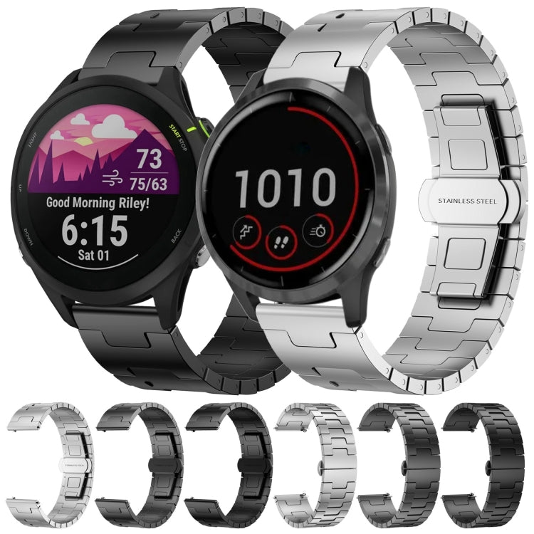 For Garmin Forerunner 255 Titanium Alloy 22mm Metal Watch Band(Black) - Watch Bands by PMc TechLife | Online Shopping South Africa | PMc TechLife | Buy Now Pay Later Mobicred