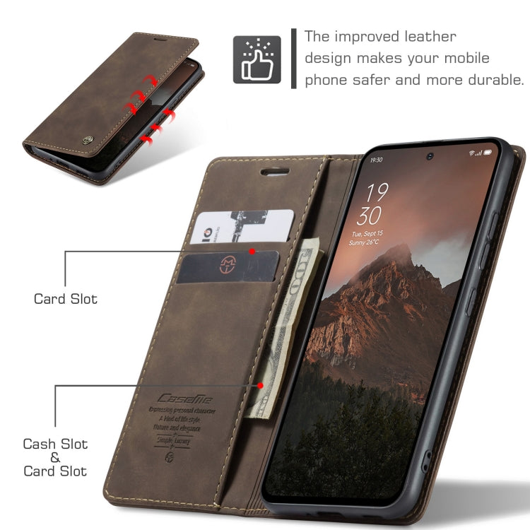 For OPPO Reno12 F /12 FS 5G CaseMe 013 Multifunctional Horizontal Flip Leather Phone Case(Coffee)