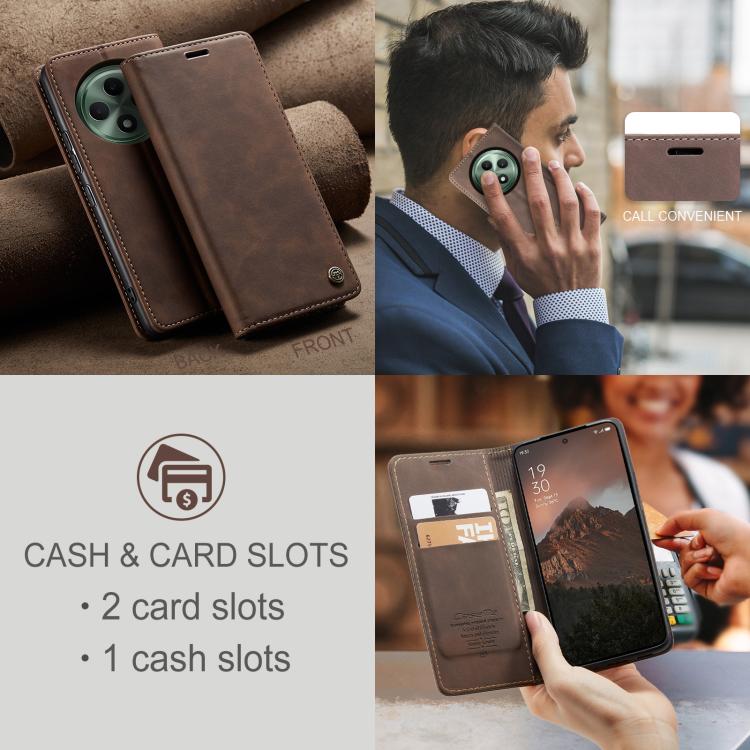 For OPPO Reno12 F /12 FS 5G CaseMe 013 Multifunctional Horizontal Flip Leather Phone Case(Coffee)
