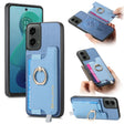 For Motorola Moto G 5G 2024 Retro Magsafe Cross Leather Ring Holder Card Bag Phone Case(Blue) - Motorola Cases by PMC Jewellery | Online Shopping South Africa | PMC Jewellery | Buy Now Pay Later Mobicred