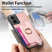 For Motorola Moto G 5G 2024 Retro Magsafe Cross Leather Ring Holder Card Bag Phone Case(Pink)