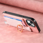 For Motorola Moto G 5G 2024 Retro Magsafe Cross Leather Ring Holder Card Bag Phone Case(Pink)