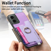 For Motorola Moto G 5G 2024 Retro Magsafe Cross Leather Ring Holder Card Bag Phone Case(Purple)
