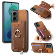 For Motorola Moto G 5G 2024 Retro Magsafe Cross Leather Ring Holder Card Bag Phone Case(Brown) - Motorola Cases by PMC Jewellery | Online Shopping South Africa | PMC Jewellery | Buy Now Pay Later Mobicred