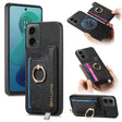 For Motorola Moto G 5G 2024 Retro Magsafe Cross Leather Ring Holder Card Bag Phone Case(Black) - free shipping - PMC Jewellery - Order now!