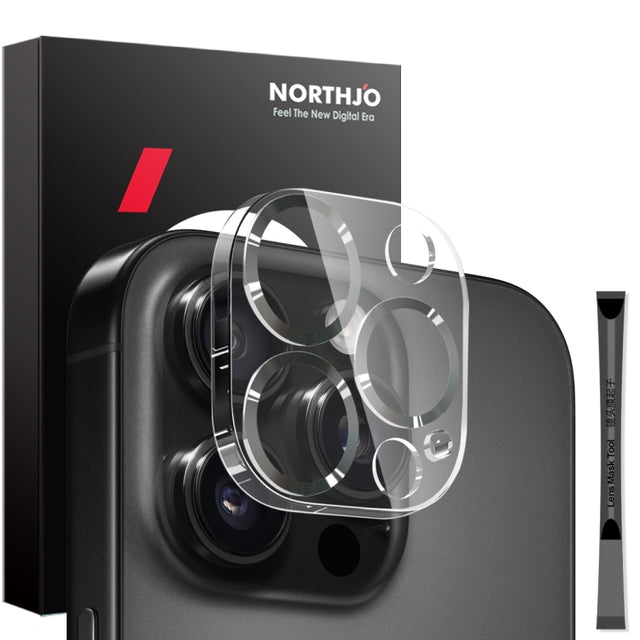 For iPhone 16 Pro / 16 Pro Max NORTHJO Camera Lens Protector CD Veins 3D Tempered Glass Film(Black)