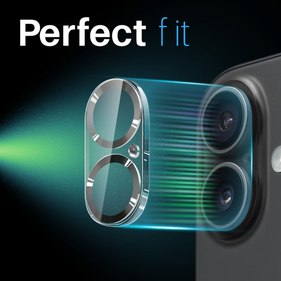 For iPhone 16 / 16 Plus NORTHJO Camera Lens Protector CD Veins 3D Tempered Glass Film(Black)