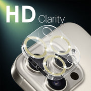 For iPhone 16 Pro / 16 Pro Max NORTHJO Camera Lens Protector Glitter Ring 3D Tempered Glass Film(Gold)
