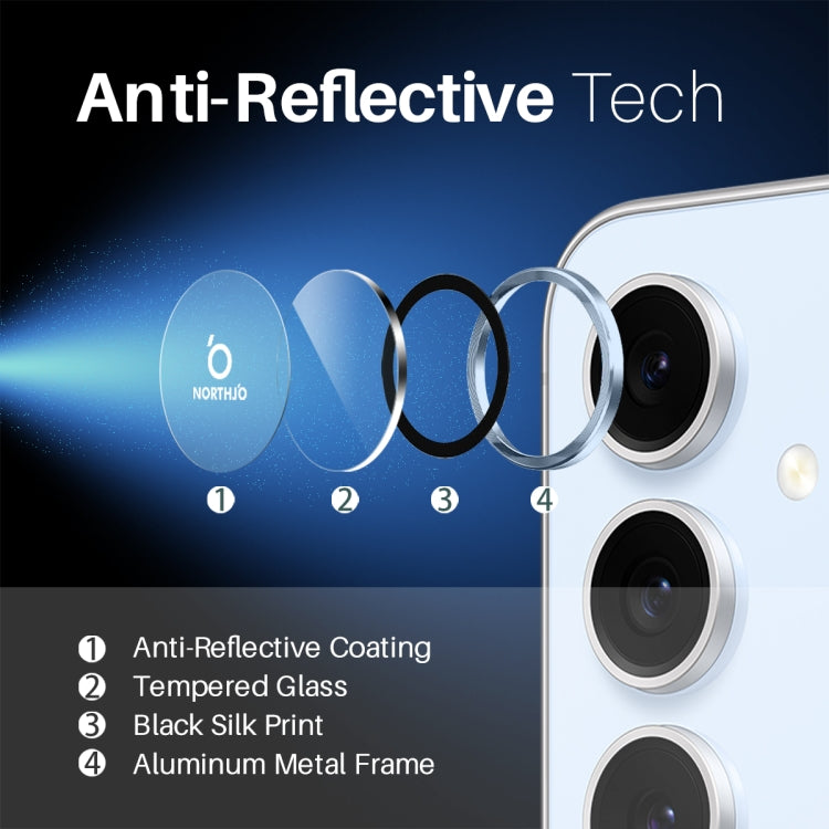 For Samsung Galaxy S24 FE 5G NORTHJO Camera Lens Protector CD Metal Ring Tempered Glass Film(Blue) - free shipping - PMC Jewellery - Order now!