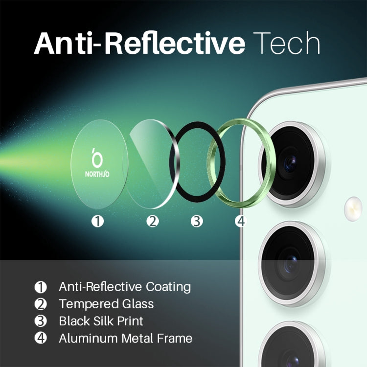 For Samsung Galaxy S24 FE 5G NORTHJO Camera Lens Protector CD Metal Ring Tempered Glass Film(Green)