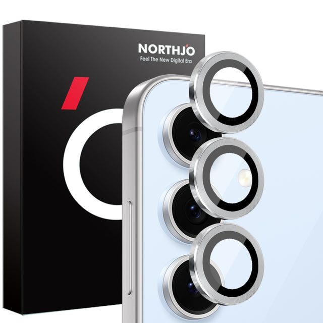 For Samsung Galaxy S24 FE 5G NORTHJO Camera Lens Protector CD Metal Ring Tempered Glass Film(Silver)