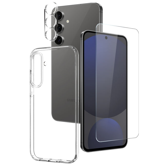 For Samsung Galaxy S25+ 5G NORTHJO TPU Case with Screen and Lens Film, Support Fingerprint Unlock(Transparent)