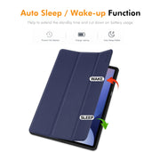 For Samsung Galaxy Tab S10+ / S9+ / S9 FE+ ENKAY Tri-fold Custer Texture TPU Leather Smart Tablet Case with Pen Slot(Light Blue)
