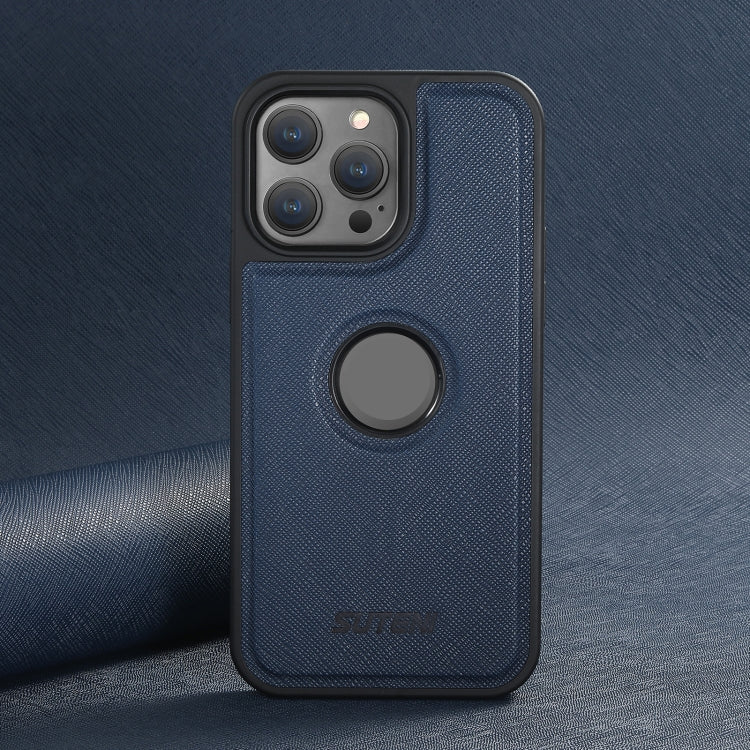 For iPhone 16 Pro Max Suteni G1 Cross Texture MagSafe Phone Case(Blue) - free shipping - PMC Jewellery - Order now!