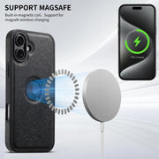 For iPhone 16 Plus Suteni G1 Cross Texture MagSafe Phone Case(Black)