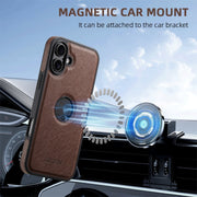 For iPhone 16 Plus Suteni G1 Cross Texture MagSafe Phone Case(Brown)