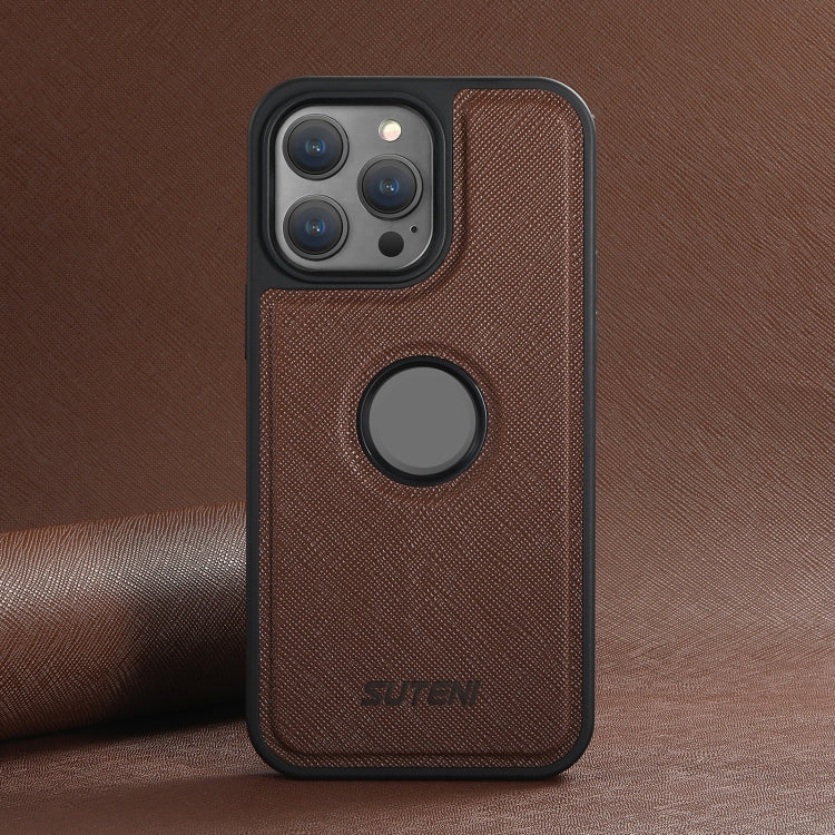 For iPhone 16 Pro Suteni G1 Cross Texture MagSafe Phone Case(Brown) - free shipping - PMC Jewellery - Order now!